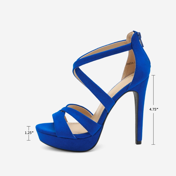 Stiletto Platform Pump Sandals - ROYAL BLUE SUEDE - 1